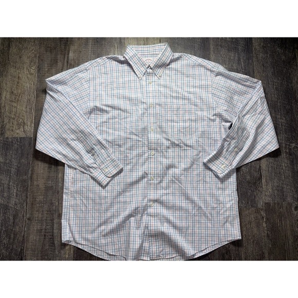 Brooks Brothers Other - Brooks Brothers Light Blue and Pink Checkered Dress Shirt Size Mens XL